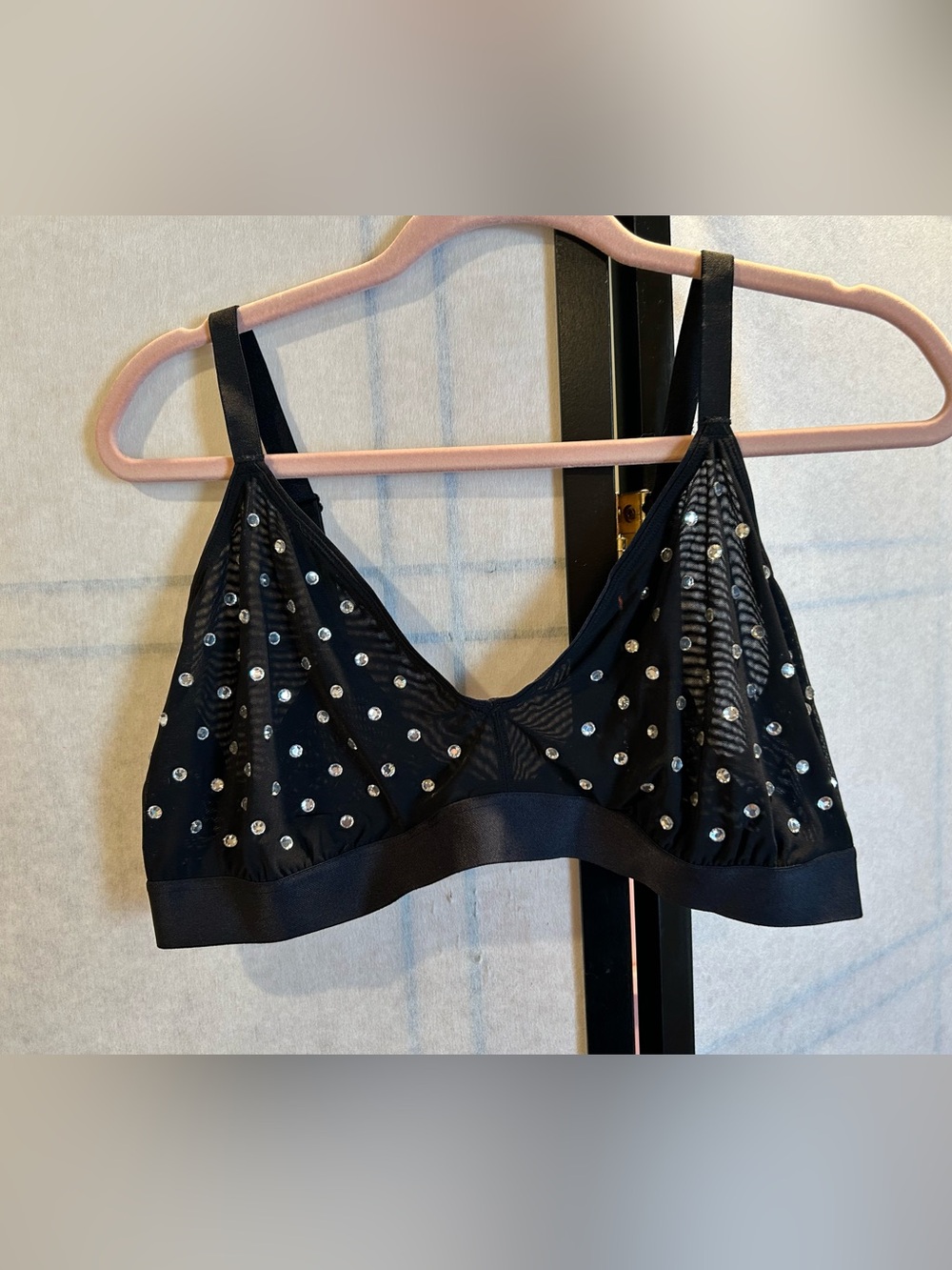 Parade black mesh diamond bralette and panty set.